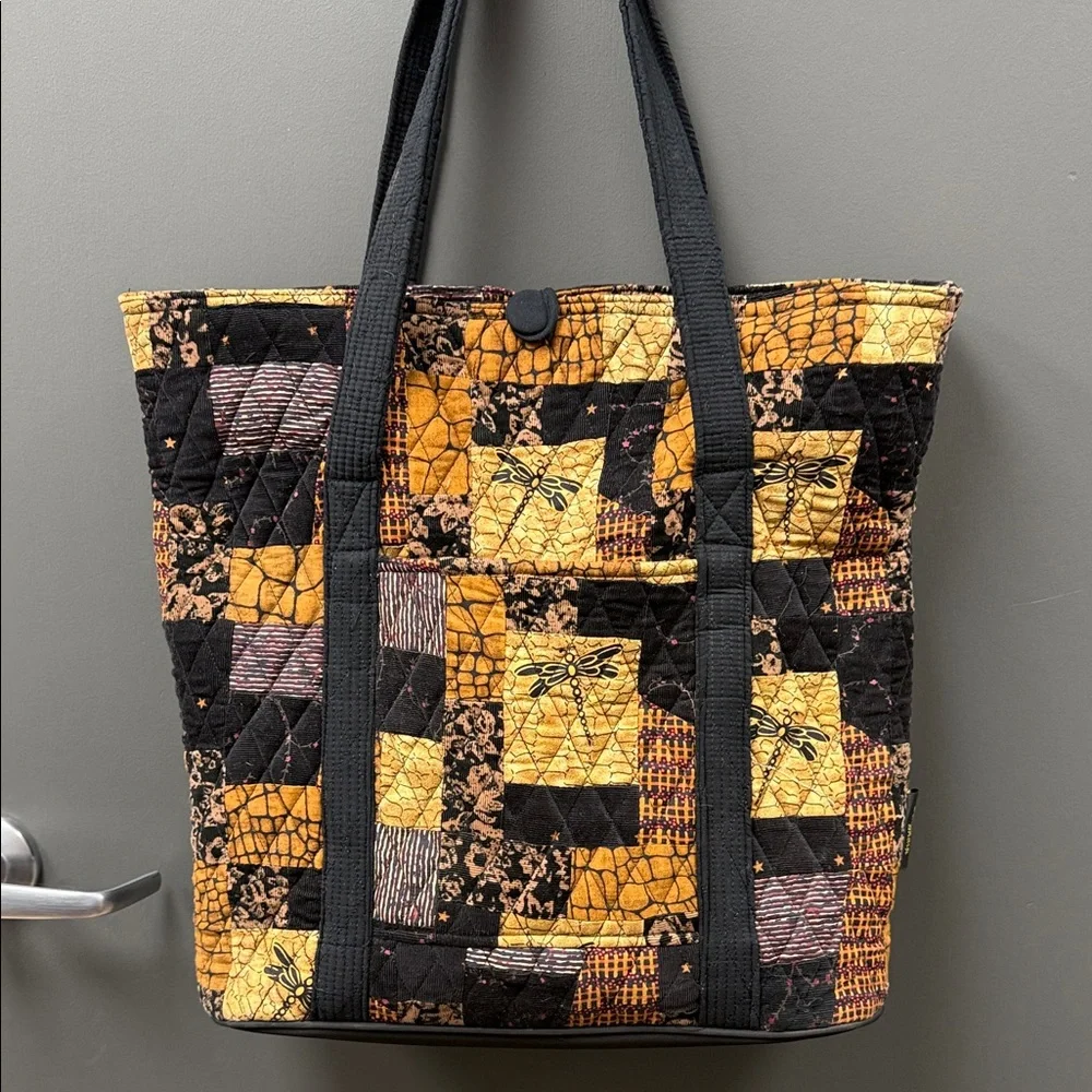 Artisan Patchwork Tote - Black and Yellow